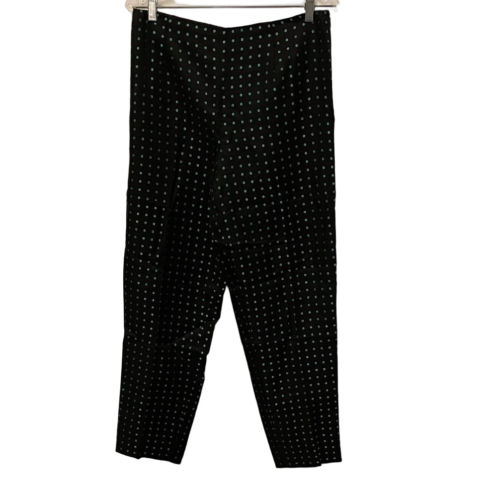 Women’s Carlisle Black With Teal Flower Pattern Lined Pants Size 12